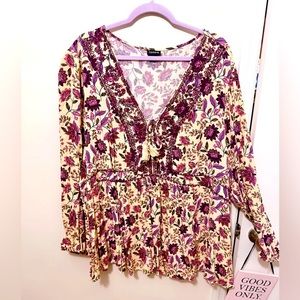 Floral Smocked peasant top